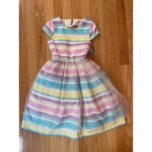 Nanette Toddler Girl 4T Dress Heart Cutout Back Net Petticoat Stripe Party Lined